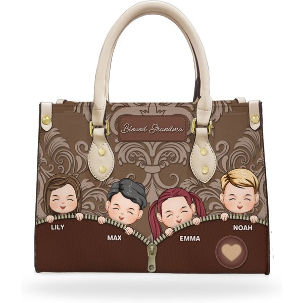 Blessed Grandma - Personalized Leather Bag-image