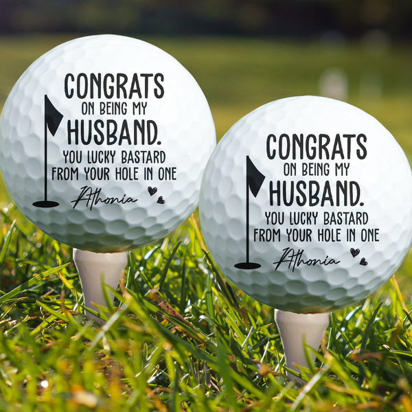 Congrats On Being My Husband You Lucky Bastard - Personalized Golf Ball-image