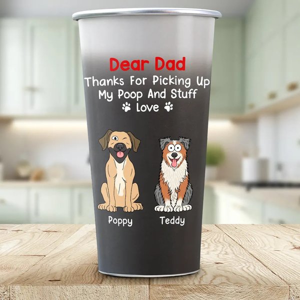 Dear Dad Thanks For Picking Up My Poop - Personalized Aluminum Color Changing Cup-image
