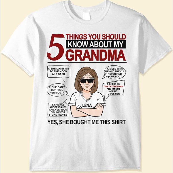 5 Things You Should Know About My Grandma - Personalized Shirt - Back To School, First Day Of School, Funny Gift For Grandkids, Grandchildren, Grandson, Granddaughter-image
