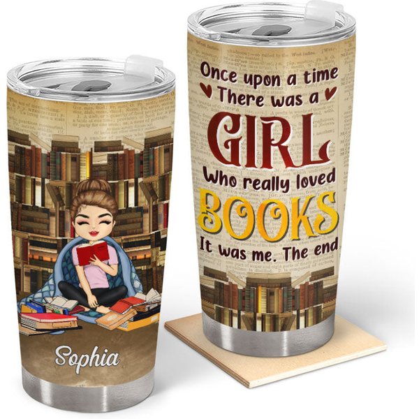 There Was A Girl Who Really Love Books Reading Personalized Custom Stainless Steel Tumbler