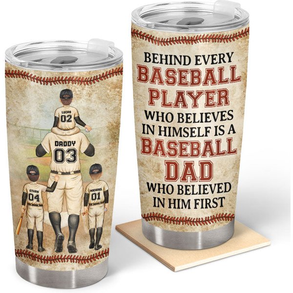 Baseball Dad Behind Every Baseball Player Custom Father Gift Personalized Tumbler-image