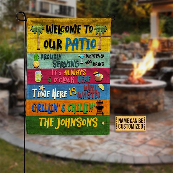 Patio Welcome Grilling Chilling Custom Personalized Flag-image