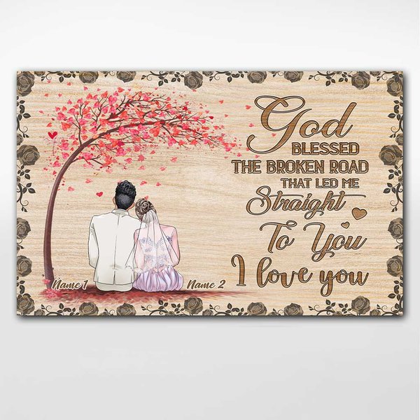 God Blessed The Broken Road - Personalized Couple Poster-image