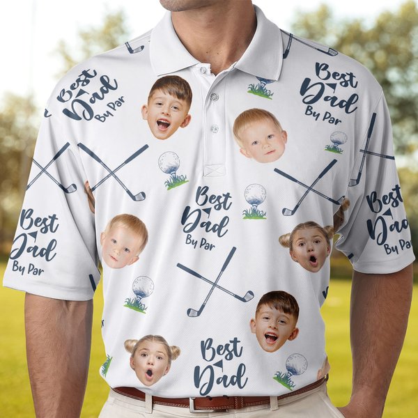 Best Dad By Par - Personalized Photo Polo Shirt - Gift For Dad-image