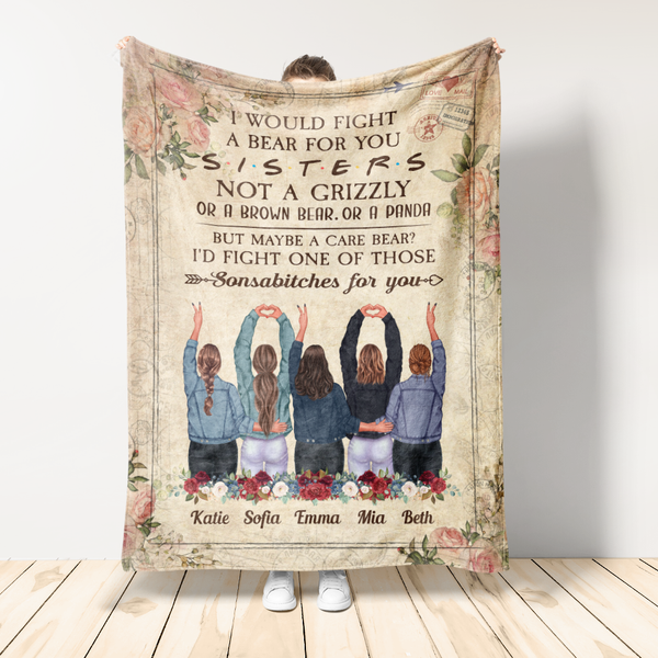 I Would Fight A Bear For You - Personalized Blanket - Birthday Gift For Friends-image