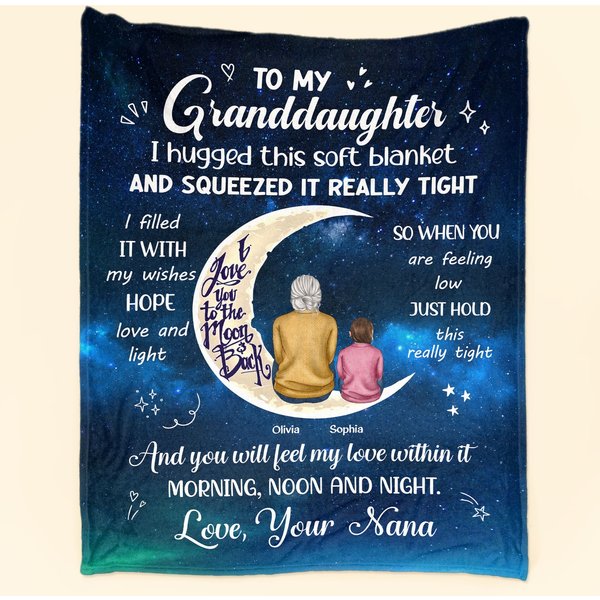 To My Granddaughter I Love You To The Moon And Back - Personalized Blanket-image
