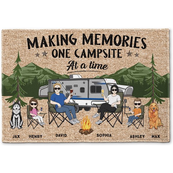 Making Memories One Campsite At A Time Family Camping - Personalized Doormat-image