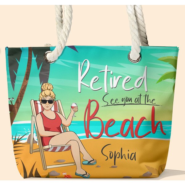 Retired See You At The Beach - Personalized Beach Bag-image