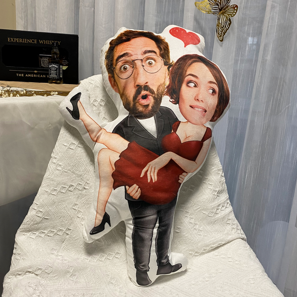 Custom Funny Face Couple - Personalized Photo Custom Shaped Pillow-image