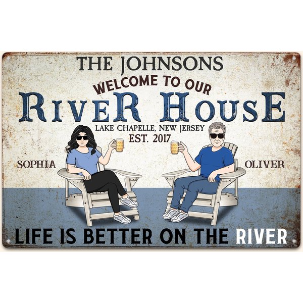 Welcome To Our River House - Personalized Metal Sign-image
