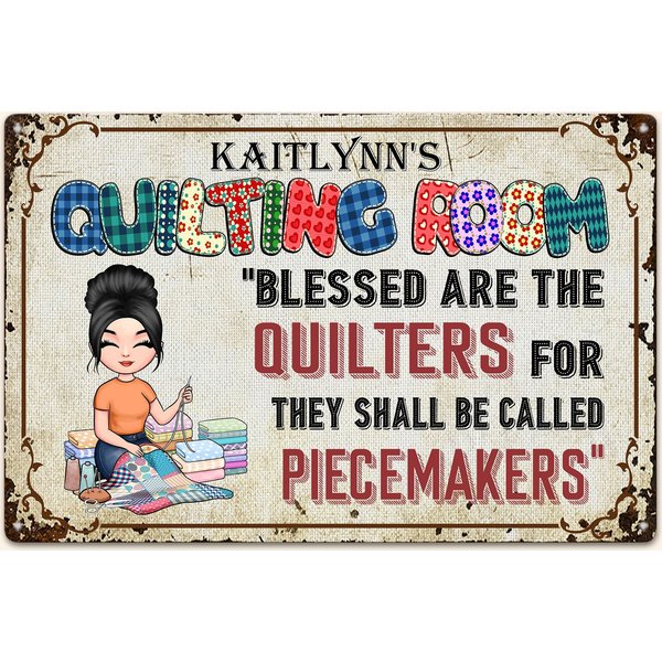 Quilting Room Blessed Are The Quilters - Personalized Metal Sign-image