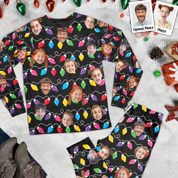 Custom Face Christmas Family Silly Xmas Leds - 6-10 Photos - Personalized Pajamas-image