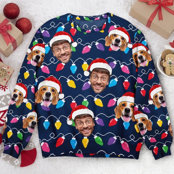 Custom Face Xmas Leds Funny Christmas For Women - Personalized Photo Ugly Sweater-image