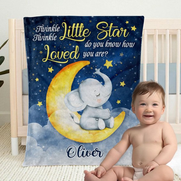 Twinkle Twinkle Little Star, Personalized Baby Blanket, Baby Shower Gift, Newborn Gift-image