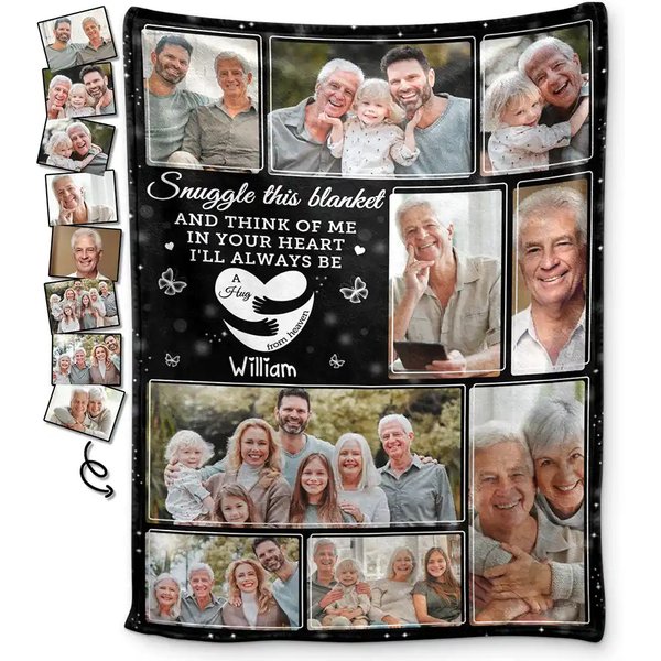 Custom Photo Memorial Think Of Me In Your Heart - Personalized Blanket-image