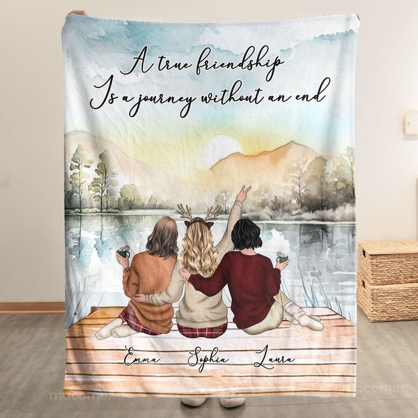 A True Friendship Is A Journey Without An End - Personalized Blanket-image