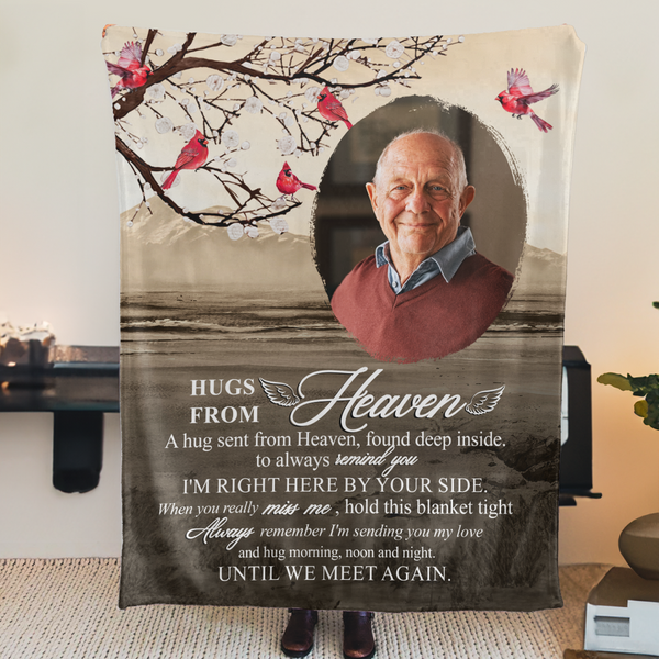 Hugs From Heaven Until We Meet Again - Personalized Photo Blanket-image