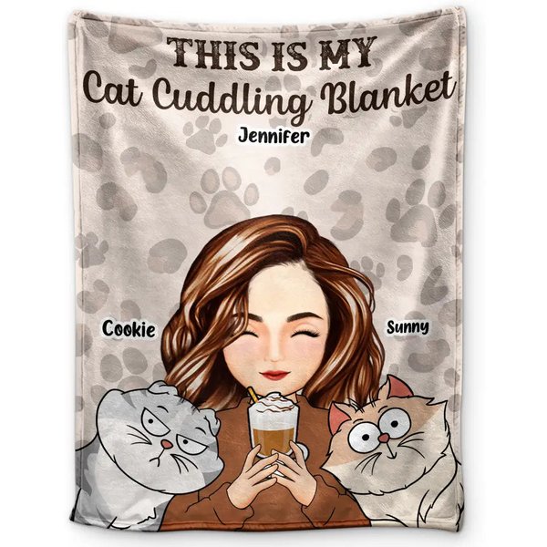 My Cat Dog Cuddling Blanket Peeking - Personalized Blanket-image
