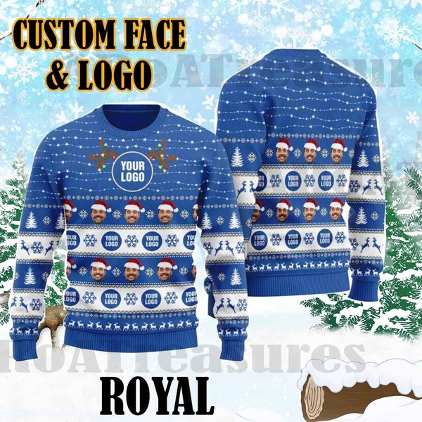 Personalized Custom Face & Logo 3D Ugly Christmas Sweater-image