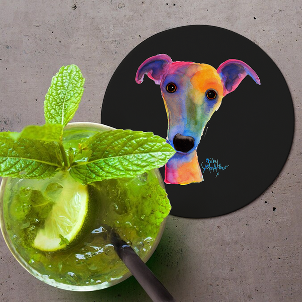 Whippet Greyhound Print 'pansy' By Shirley Macarthur Coasters