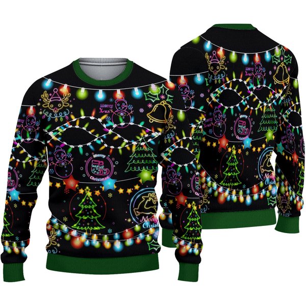 Christmas Bright Neon Lighting Ugly Christmas Sweater, Ugly Christmas Sweater-image