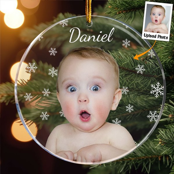 Christmas Photo - Personalized Babys Photo First Christmas Acrylic Ornament-image