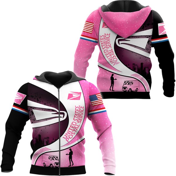 Love Postal Worker Zip Hoodie, United Sps 3D Printed Zip Up Hoodie-image