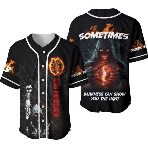 Personalized Disturbed Sometimes Darkness Can Show You The Light Baseball Jersey-image