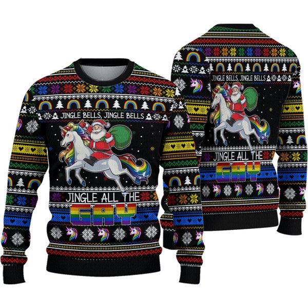 Gay Santa Claus Ugly Christmas Sweater - Jingle Bells Design-image