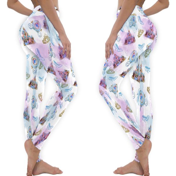 Watercolor Cinde Magic Castle Princess Mother's Day Legging