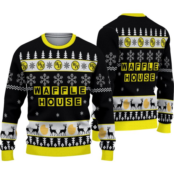 Christmas Waffle House Ugly Sweater, Waffle House Xmas Sweater-image