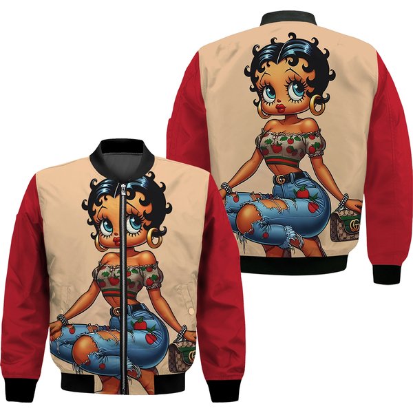 Betty Boop Women's Bomber Jacket, Betty Boop Bomber Jacket-image