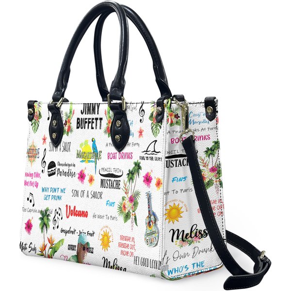 Jimmy Buffett Vintage Leather Handbag, Jimmy Buffett Leather Bag, Top Handle Bag-image