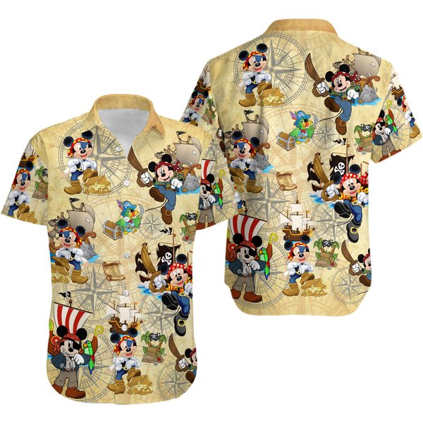 Animated Pirate Mouse 3D Hawaiian Shirt, Pirate Cruise Hawaii Shirt-image