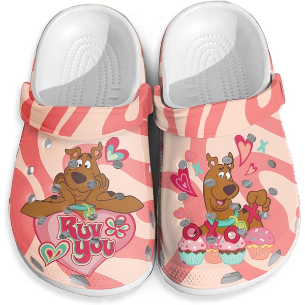 Scooby Doo Ruv You Xoxo Happy Valentine's Day Clogs