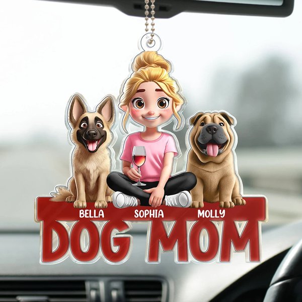 Dog Mom Dog Dad - Personalized Acrylic Car Hanger-image
