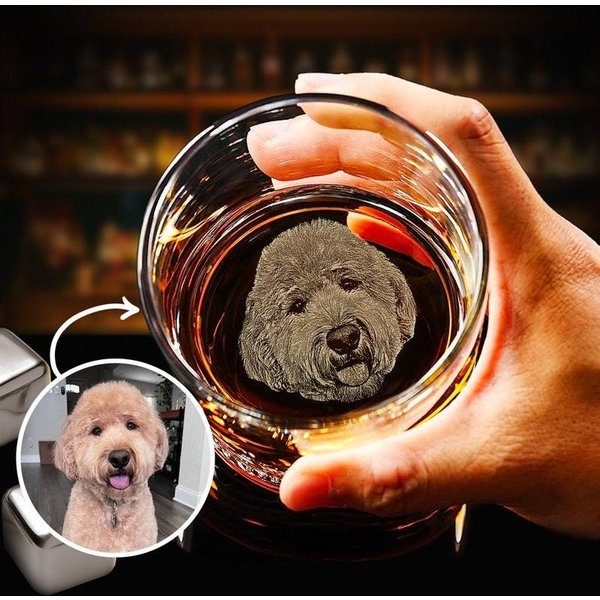 Custom Whiskey Glass With Your Dog Photo Engraved Rock Glasses