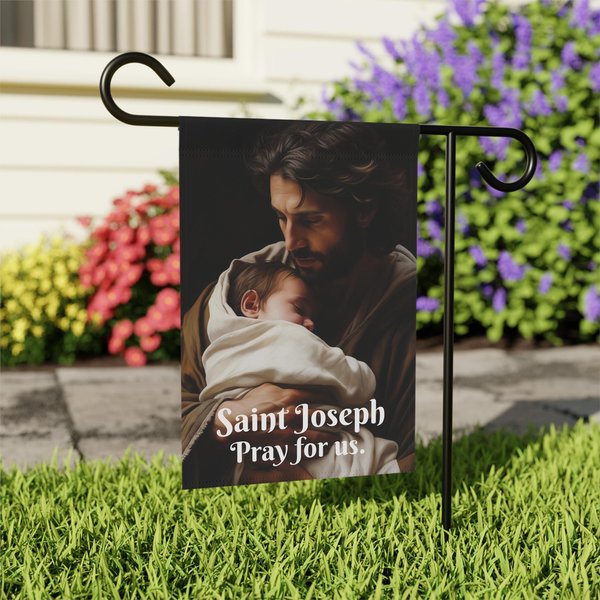 Saint Joseph Print Garden Flag, Catholic St Joseph Banner, Catholic Outdoor Decor-image