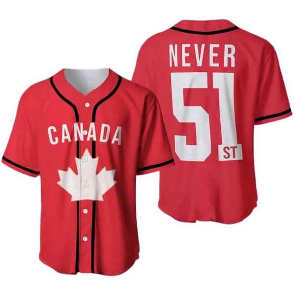 Never 51St State Canada Baseball Jersey Shirt, Canada Forever 51St State Never Jersey Shirt, Canada Strong And Free Baseball Jersey-image