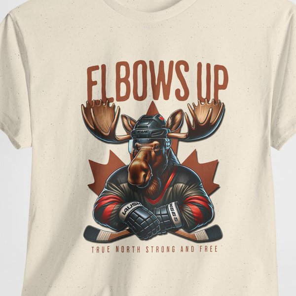 Elbows Up Canada Tshirt! Moose Hockey Tee-image