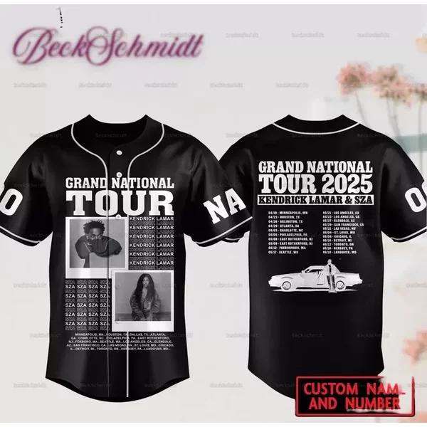 Kendrick Lamar Sza Grand National Tour 2025 Baseball Jersey-image