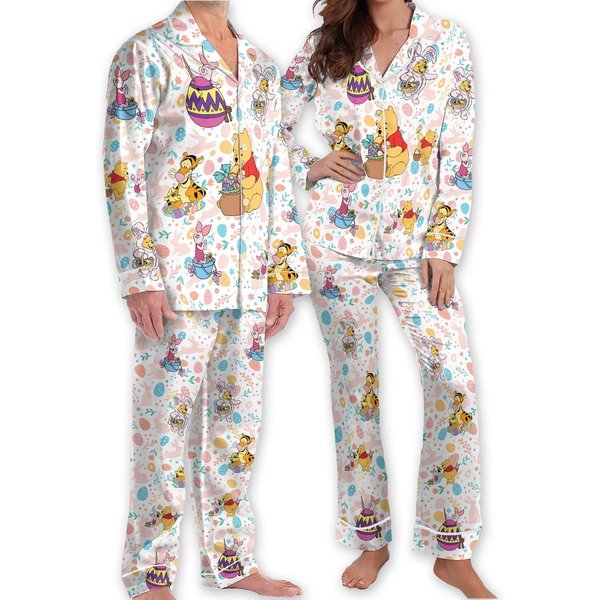 Cute Pooh Easter Pajamas Easter Bunny Adult Pajamas Sets-image