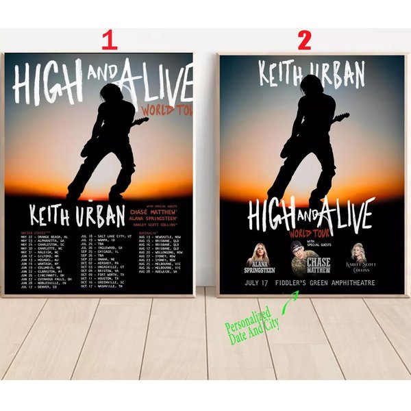 Custom Keith Urban - High And Alive World Tour 2025 Poster-image