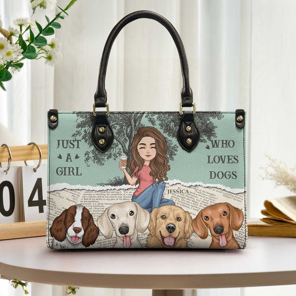 Just A Girl Who Loves Dogs - Personalized Leather Bag-image