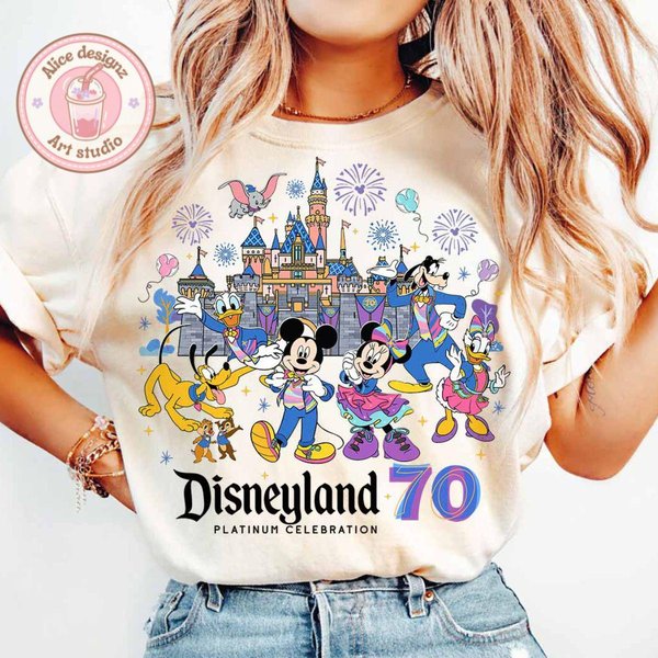 Disneyyland 70Th Anniversary Shirt, Mickeyy & Friends Platinum Celebration Shirt-image