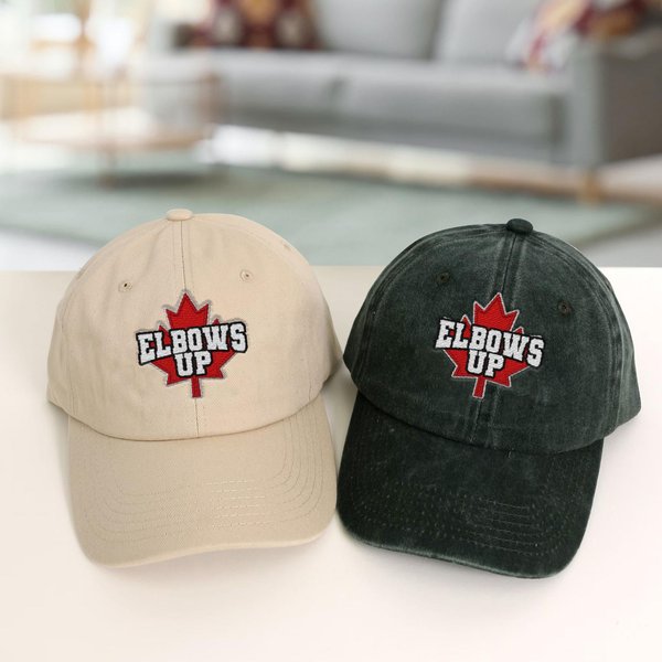 Elbows Up Embroidered Hat, Canadian Pride Dad Hat, Maple Leaf Cap-image