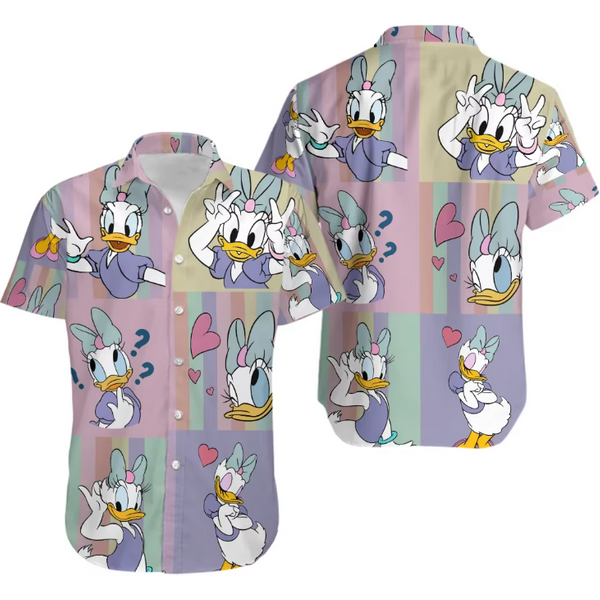 Disneyyy Daisy Duckk Hawaiian Shirts Men's Women Summer Short Sleeve Shirts Disneyyy Hawaiian Shirts Casual Beach Shirts-image