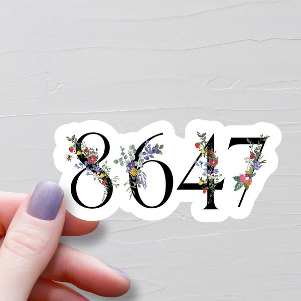 Floral 8647 Sticker, Vinyl Stickers-image