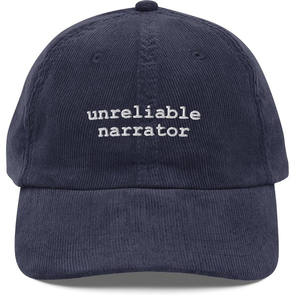 Unreliable Narrator Embroidered Corduroy Hat For Book Lovers-image